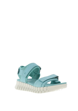 Ecco Womens Leather Gruuv Sol Sandals, Blue