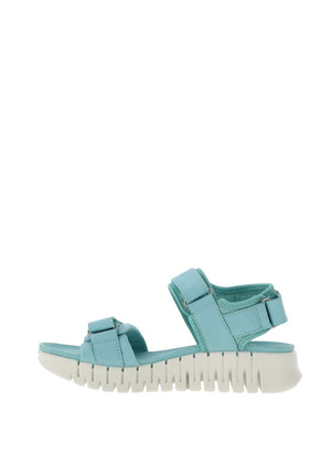 Ecco Womens Leather Gruuv Sol Sandals, Blue