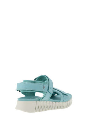 Ecco Womens Leather Gruuv Sol Sandals, Blue