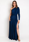 EDAS Jelsina One Shoulder Pleated Floor Length Dress, Navy