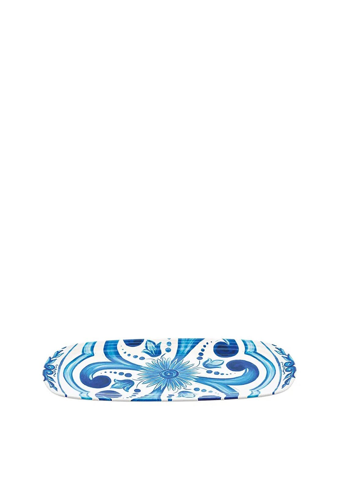 The Home Studio Blues Patterned Long Platter, Blue