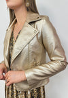 Serafina Collection Metallic Biker Jacket, Gold