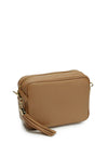Elie Beaumont Crossbody Tassel Bag with Golden Giraffe Strap, Tan