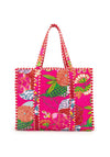 Elie Beaumont Serendipity Cotton Quilted Tote, Tropical Fuchsia