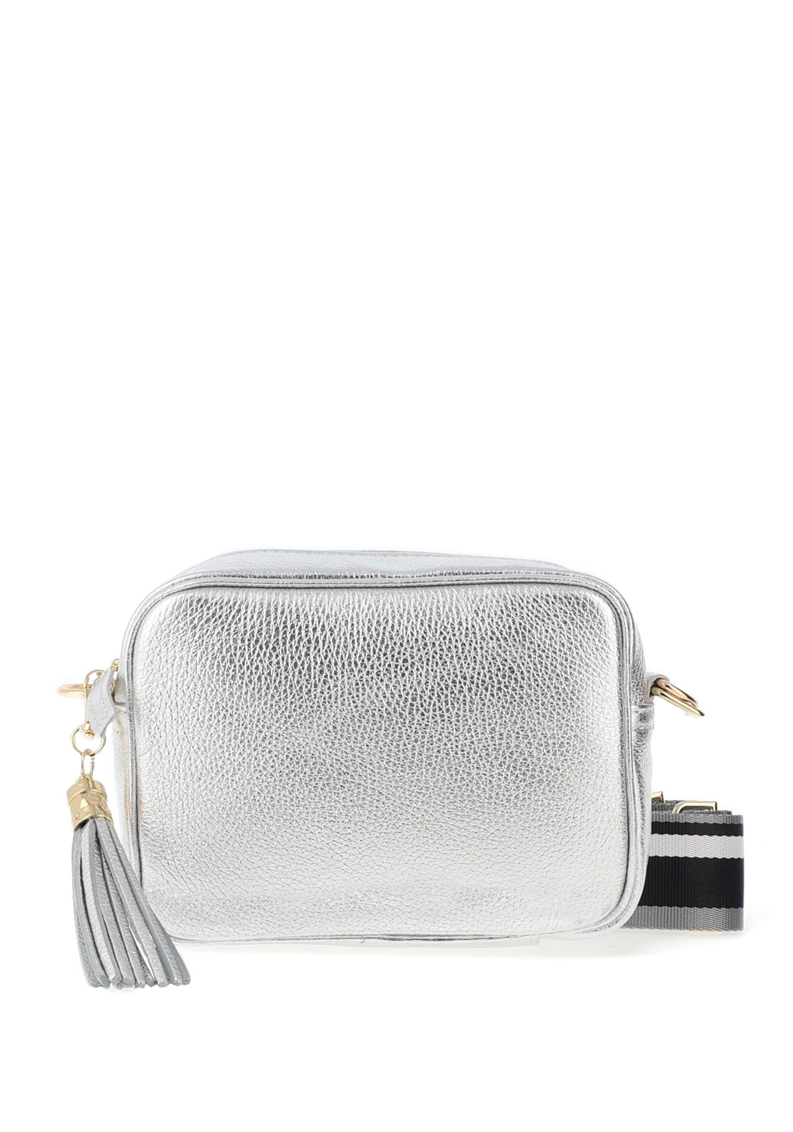 Elie Beaumont Metallic Leather Crossbody Bag, Silver
