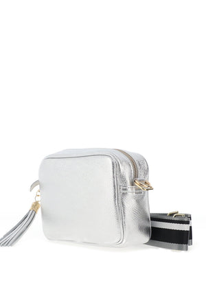 Elie Beaumont Metallic Leather Crossbody Bag, Silver