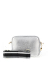 Elie Beaumont Metallic Leather Crossbody Bag, Silver