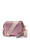 Elie Beaumont Metallic Leather Chevron Strap Crossbody Bag, Rose Pink