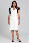 Ella Boo Pinstripe Pencil Midi Dress, White