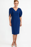 Ella Boo Oversize Tulip Sleeve Pencil Midi Dress UK Size 10, Blue