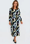Ella Boo Abstract Print Midi Dress, Black Multi