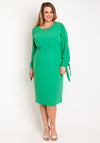 Ella Boo Tie Cuff Pencil Midi Dress, Amber Green