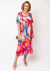 Ella Boo Blurred Print Fit and Flare Dress, Pink