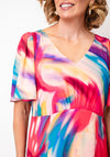 Ella Boo Blurred Print Fit and Flare Dress, Pink