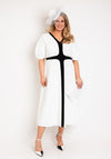 Ella Boo Contrast Design Midi A-Line Dress, Ecru