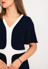 Ella Boo Contrast V Neck Pencil Dress, Navy