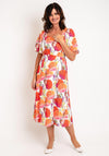 Ella Boo Square Neck Floral Midi Dress, Orange Multi