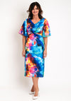 Ella Boo Twisted Bodice Detail Vibrant Print Midi Dress, Multi