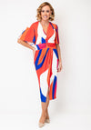 Ella Boo Abstract Print Midi Dress, Orange Multi
