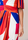 Ella Boo Abstract Print Midi Dress, Orange Multi