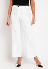 Ella Boo Pinstripe Wide Leg Trousers, White