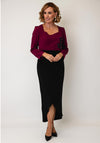 Ella Boo Sweetheart Neck Ruched Pencil Dress, Wine & Black