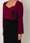 Ella Boo Sweetheart Neck Ruched Pencil Dress, Wine & Black