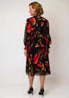 Ella Boo Abstract Print Chiffon Faux Wrap Dress, Black Multi