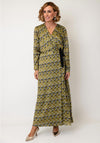 Ella Boo Abstract Print Aline Dress, Olive Green