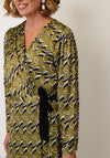Ella Boo Abstract Print Aline Dress, Olive Green