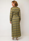 Ella Boo Abstract Print Aline Dress, Olive Green