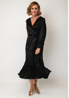 Ella Boo Satin Wrap Aline Long Dress, Black