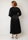 Ella Boo Satin Wrap Aline Long Dress, Black