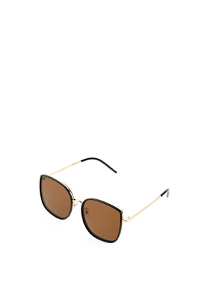 Elie Beaumont Oversized Square Sunglasses, Black & Brown