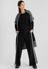 Elsewhere Herringbone Trim Wide Leg Trousers, Black