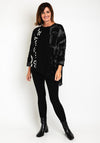 Elsewhere Cassia Multi Print Textured Top, Black