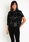Elsewhere Afonso One Sleeve Poncho Style Top, Black