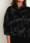 Elsewhere Afonso One Sleeve Poncho Style Top, Black