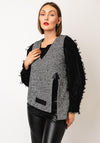 Elsewhere Spencer Herringbone Top, Black & White