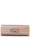 Emis Leather Shimmer Bow Clutch Bag, Pearl Pink