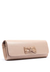 Emis Leather Shimmer Bow Clutch Bag, Pearl Pink