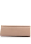 Emis Leather Shimmer Bow Clutch Bag, Pearl Pink