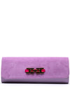 Emis Leather Suede Colour Block Clutch Bag, Purple