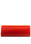 Emis Leather Suede Colour Block Clutch Bag, Orange & Fuchsia