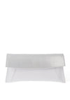 Emis Leather Envelope Clutch Bag, White & Silver