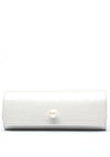 Emis Leather Pearl Detail Clutch Bag, Ecru Pearl