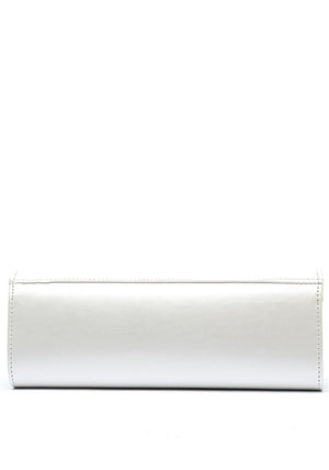 Emis Leather Pearl Detail Clutch Bag, Ecru Pearl