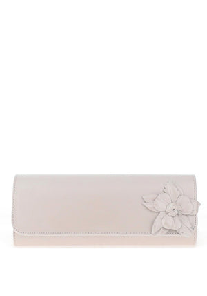 Emis Shimmer Leather Flower Clutch Bag, Pearl Pink