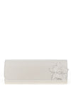 Emis Shimmer Leather Flower Clutch Bag, White