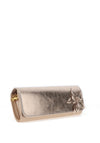 Emis Shimmer Leather Flower Clutch Bag, Gold